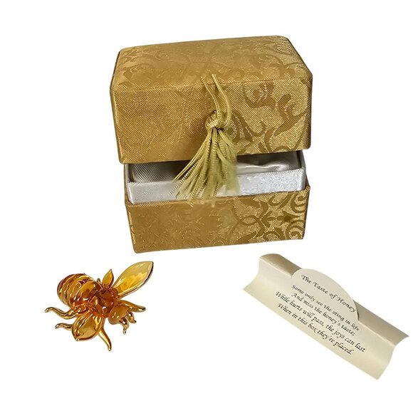 The Taste of Honey About Face Designs Messenger VTG Glass HoneyBee Figure w/ Box - Picture 9 of 16